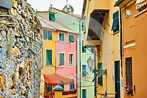 Street in Boccadasse district in Genoa