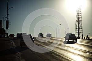 Street in Brasilia with TV Tower in the back