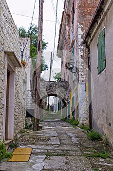 Street and buildings in Paxoi island, Greece