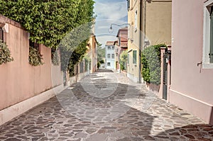 A street in Burano island, venice, Italy