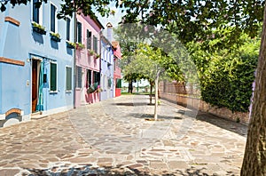 A street in Burano island, venice, Italy