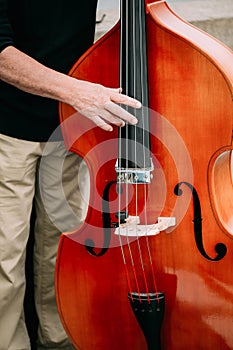 Street Busker performing jazz songs outdoors