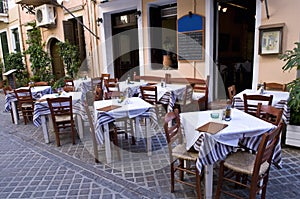 Street Cafe in Chania, Crete, Greece
