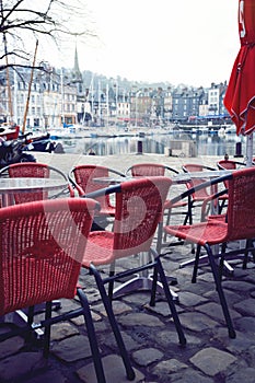 Street cafe in the famous French city Honfleur