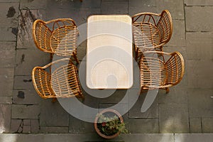 Street cafe, top view