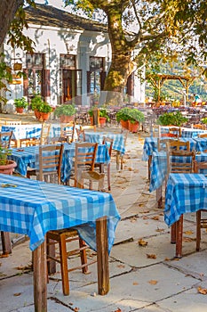 Street cafe view at Makrinitsa, Pelion, Greece