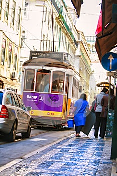 Street car tram downtown lisbon