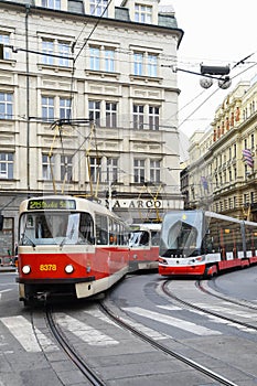 Street cars in old town, Prague