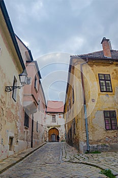 Street in the charming old town of Bratislava, Slovakia