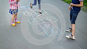 Street children`s games in classics. Selective focus