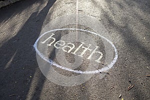 Street choked circle with the word health