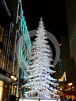 Street Christmas decoration in Budapest night shot