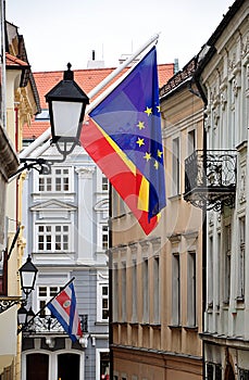 Street in the city of Bratislava, Slovakia, Europe