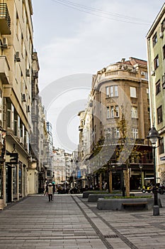 Street in the city center of Belgrade. Serbia