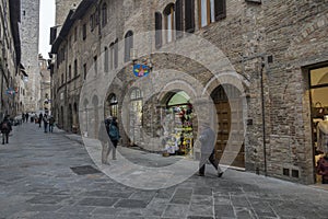 A street in San Gimignano city center, Italy