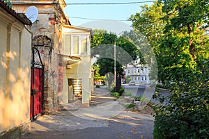 Street in the city of Kherson in the morning. Ukraine