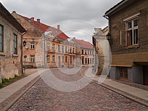 Street in the city of Kuldiga .