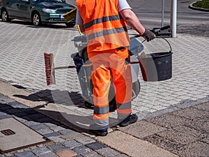 Street cleaning in the city photo