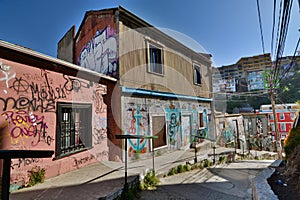 The street climbing to mirador Artilleria. Valparaiso. Chile photo