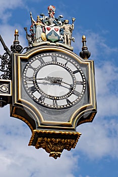 A street clock on the Royal Exchange, London, UK