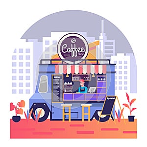 street coffee shop flat style vector illustration design