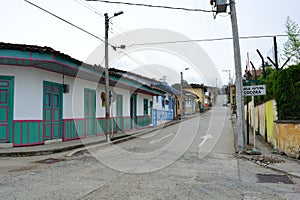 Street of the colonial town of Salento, Colombia photo