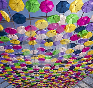 Street with colored umbrellas.Agueda. photo