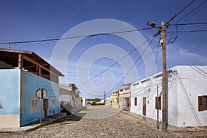 Street with colorful houses in Cape Verde