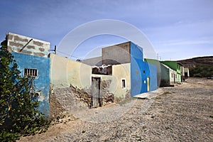 Street with colorful houses in Cape Verde