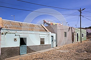 Street with colorful houses in Cape Verde