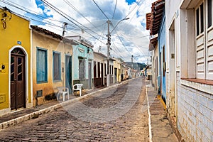 Street with colorful houses in colonial style at Palmeiras in Vale do Capao in Chapada Diamantina, Bahia, Brazil photo