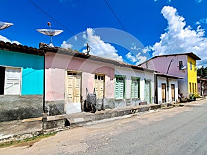 Street with colorful houses in colonial style at Palmeiras in Vale do Capao in Chapada Diamantina, Bahia, Brazil photo