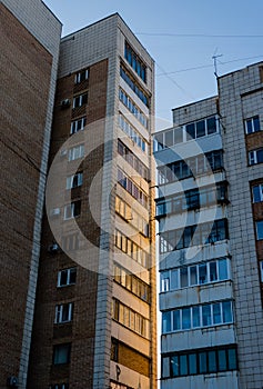 Street concepts with warm light on the one building