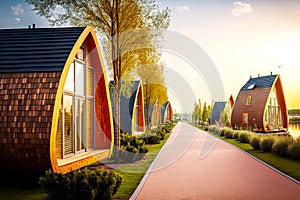 Street conceptual modern tiny house with panoramic windows