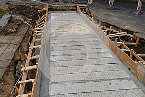 Street construction works concrete site hatch