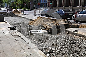 Street construction works in Poland photo