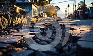 Street Covered With Rocks