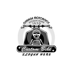 Street cub custom bike logo design,vintage,monochrome,vector template in white background