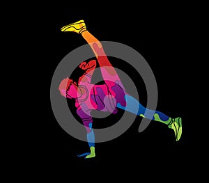 Street dance, B boys dance, Hip Hop Dancing action graphic vector