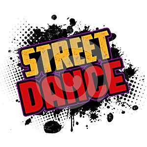 Street dance on black ink splatter background