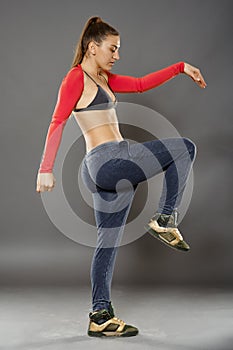 Street dancer girl doing moves