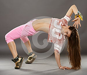 Street dancer girl doing moves