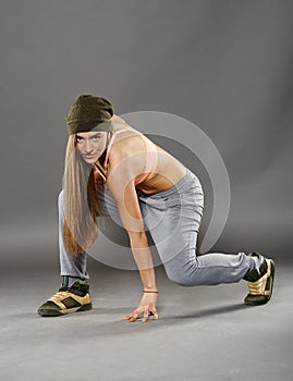 Street dancer girl doing moves