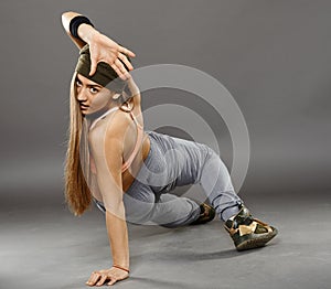 Street dancer girl doing moves