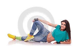 Street dancer laying on the floor