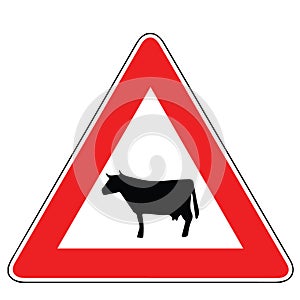Street DANGER Sign. Road Information Symbol. Animals
