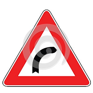 Street DANGER Sign. Road Information Symbol. Indication of a dangerous right turn.