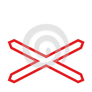 Street DANGER Sign. Road Information Symbol. Level crossing without guard