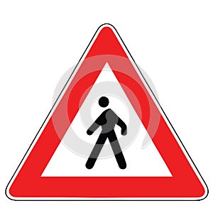 Street DANGER Sign. Road Information Symbol. Pedestrians can be found crossing the road.