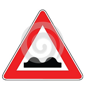 Street DANGER Sign. Road Information Symbol. Section where there is a marked deformation of the pavement
